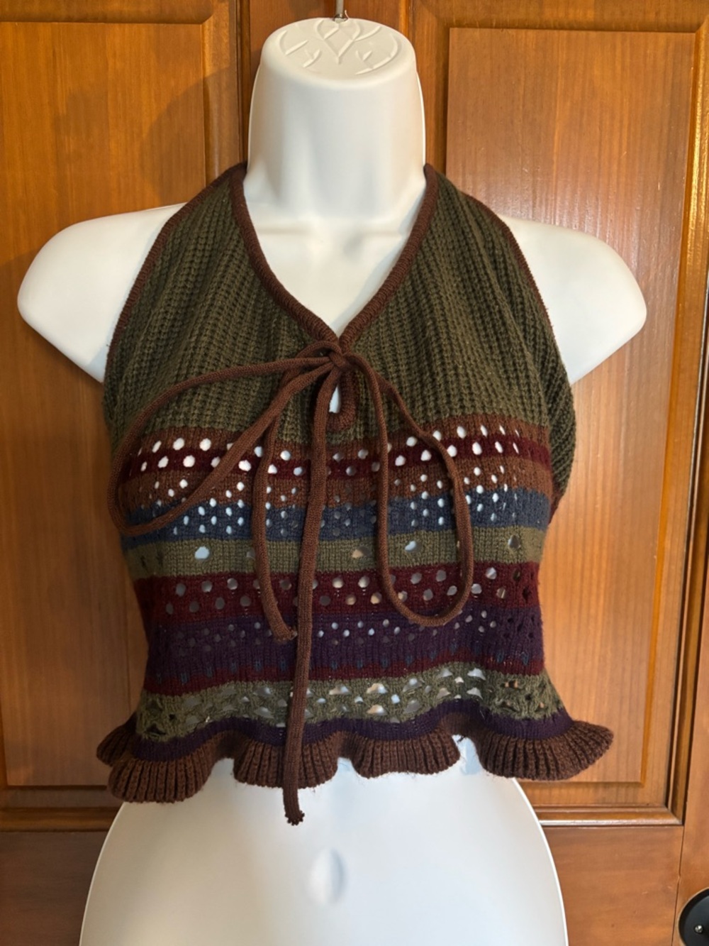 ROMWE Multicolor Knit Halter Top in Olive, Burgundy, Purple, Brown & Navy